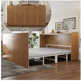 Flieks Schrankbett Klappbett 140x200cm mit Matratze & Rollen beige