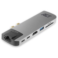 ACT USB-C-Thunderbolt 3-zu-HDMI-Multiport-Adapter, 4K mit Ethernet USB-Hub, Kartenleser, und PD-Pass-Through