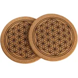 2er Set Untersetzer aus Kork · Korkuntersetzer · Untersetzer Blume des Lebens · Glasuntersetzer aus Kork · Getränkeuntersetzer · spirituelle Geschenke