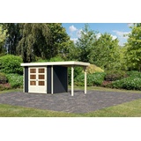 KARIBU Gartenhaus »"Asendorf 3" SET anthrazit mit Anbaudach 1,50 m Breite«, grau