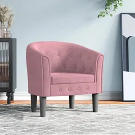 vidaXL Clubsessel Rosa Samt 70 x 75 x 70 cm Rosa mit Rollen