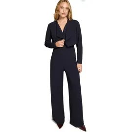 Zero Overall "Damen Wickeloptik weites Bein", Damen, Gr. 34, Normalgrößen, patch cream, dunkelblau, Jersey, Obermaterial: 45% Polyester, 50% Polyester, 5% Elasthan. Füllung: .