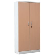 Gürkan Stahlschrank 100113 verkehrsweiß, buche 92,0 x 42,0 x 195,0 cm, aufgebaut