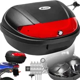 Tectake tectake® Motorradkoffer Matze Volumen 48 l, Platz für 2 Helme, für Mofas, Roller, Motorräder und großer Reflektor