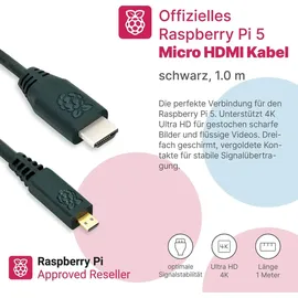 BerryBase Raspberry Pi 5 Starterkit, 64GB microSDHC inkl. Pi OS, Gehäuse, Netzteil, HDMI-Kabel und Zubehör - RAM: 1GB - Farbe: schwarz