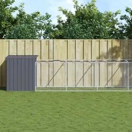 vidaXL Hundehütte mit Auslauf Anthrazit 110x405x110cm Verzinkter Stahl