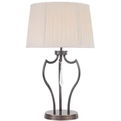 Tischleuchte Beistelllampe Wohnzimmerlampe Dunkelbronze Kristalle Nickel H 60 cm