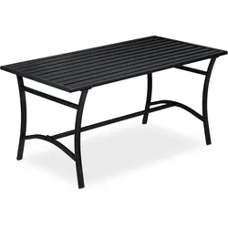 Relaxdays Gartentisch rechteckig, Garten, Terrasse & Balkon, robust & stabil, Metalltisch, HBT: 55,5x120x60 cm, schwarz