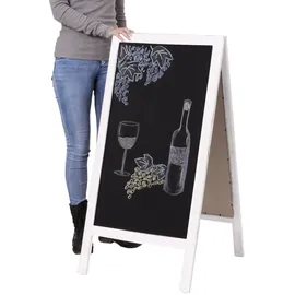 Mendler XL Werbetafel HWC-C17, Aufsteller Kreidetafel Kundenstopper, 2 Schreibflächen klappbar, 100x50cm ~ weiß shabby