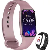 Smartwatch Damen Herren Oximeter Herzfrequenz Schlaf Schrittzähler Smartwatch mit Benachrichtigung, SpO2, wasserdicht IP68 für Android iOS Lila - Violett