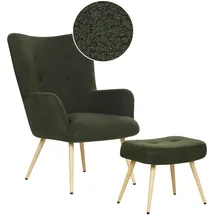 Beliani Sessel Vejle Polyester 67 x 95 x 52 cm Dunkelgrün mit Hocker
