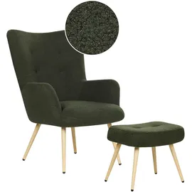 Beliani Sessel Vejle Polyester 67 x 95 x 52 cm Dunkelgrün mit Hocker