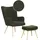 Beliani Sessel Vejle Polyester 67 x 95 x 52 cm Dunkelgrün mit Hocker