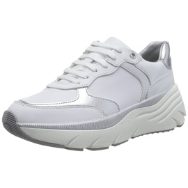 GEOX D DIAMANTA Sneaker, White/Silver, 39 EU