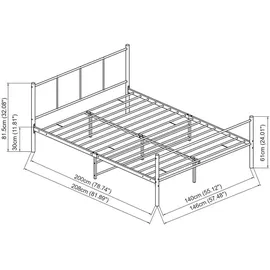 [en.casa] Metallbett mit Kaltschaummatratze Laos 140x200 cm Schwarz