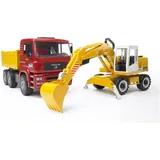 Bruder 02751 - MAN TGA Kipplastwagen mit Liebherr Schaufelbagger 1:16