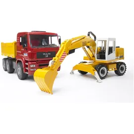 Bruder 02751 - MAN TGA Kipplastwagen mit Liebherr Schaufelbagger 1:16