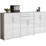 BMG Möbel Aktenschrank Tabor (Set 15, Büroschrank abschließbar mit Metallgriffen) Made in Germany grau