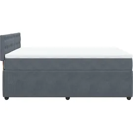 vidaXL Boxspringbett mit Matratze Dunkelgrau 140x200 cm Samt
