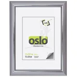 Oslo Masterline Bilderrahmen 21 x 30 Din A4 silber matt Kunststoff Glas Innenleiste glänzend Urkunden Portrait-Rahmen