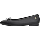 Tommy Hilfiger Damen Ballerinas Toe Cap aus Leder, Schwarz (Black), 40