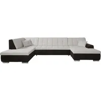 Wohnlandschaft DOMO COLLECTION "Treviso incl. Zierkissen, moderne Steppung, XXL: B/T/H: 364/201/83 cm", silber (schwarz, silber), B:364cm H:83cm T:201cm, Kunstleder Softlux / Struktur (90% Polyester; 10% Polyacryl);Microfaser-Primabelle (100% Polyester) / Struktur (90% Polyester; 10% Polyacryl), Sofas, wahlweise mit Bettfunktion, in vielen Bezugsarten auch in Cord U-Form