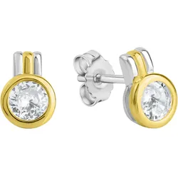 Paar Ohrstecker VIVANCE "925-Sterling Silber vergoldet teil rhodiniert", gold (weiß), Ohrringe, Damen, ONE-SIZE, Silber 925 (Sterlingsilber)