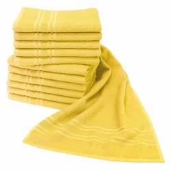 Handtuch DYCKHOFF "Saphir Friseurhandtücher", gelb, B:34cm L:90cm, Frottier, Frottier, Handtücher (Packung), Farbecht und besonders strapazierfähig, 34x90 cm