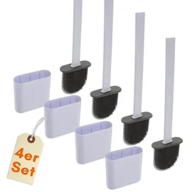 GarPet Klobürste Silikon weiß Wandmontage Silikon Toilettenbürste WC Bürste Klobürstenhalter ohne bohren WC Bürstengarnitur Toilettenbürste 4 Stück