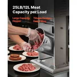 Vevor elektrischer Wurstfüller 12 L Wurstfüllmaschine Fleischfüller mit stufenloser Geschwindigkeitsregelung & Pedal, Hochleistungsfüller aus Edelstahl mit 4 Wurstfüllrohren, Fleischfüllen