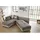 luma-home Ecksofa-Dauerschläfer, Doppelbett 306/223/95 cm Boxspring Federkern Ecksofa 306x223 Dauerschläfer, Bettkasten, Regal, Schwenkteil rechts, Kunstleder Beige+Mikrofaser Grau Braun, Beige