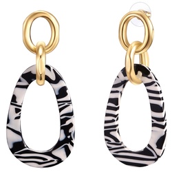 Lulu & Jane Ohrhänger Metall-Legierung Acryl in Gelbgold 70,5 mm Damen 