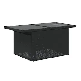 vidaXL Gartentisch mit Glasplatte Schwarz 100x55x73 cm Poly Rattan