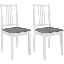 vidaXL Esszimmerstühle mit Polstern 2 Stk. Weiß Massivholz