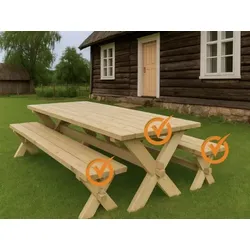 Gartenmöbel-Set RETRO Tisch & 2 Bänken