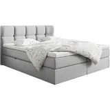 Livetastic Boxbett, Hellgrau, - H3, Höhe ca. 19 cm, 180x200 cm, Bettkasten, gepolstertes Kopfteil, Topper durchgehend, Schlafzimmer, Betten, Doppelbetten