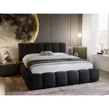 GRAINGOLD Exklusive Polsterbett Canico 160x200 cm - Designerbett mit Bettkasten & Lattenrost - Anthracite (Monolith 95) - Grau