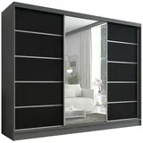 A&J MöbelLand Schiebetürenschrank AURELIA 1 200 x 215 x 59,5 cm Grau/Schwarz