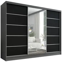 A&J MöbelLand Schiebetürenschrank AURELIA 1 200 x 215 x 59,5 cm Grau/Schwarz