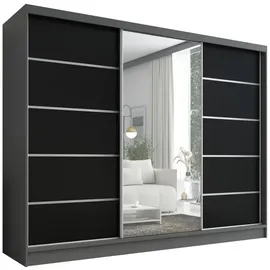 A&J MöbelLand Schiebetürenschrank AURELIA 1 200 x 215 x 59,5 cm Grau/Schwarz