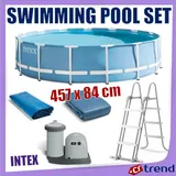 Intex Prism Frame Swimming Pool Set mit Leiter Pumpe, Filter..  457 x 84 cm blau