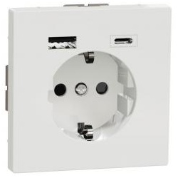 Merten SCHUKO-Steckdose  mit USB Ladegerät Typ A und Typ C, 3,0 A, System Design, Lotosweiß