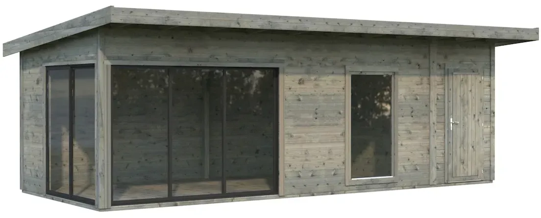 Palmako Gartenhaus Andrea 21,1 m2 Slide - 44 mm grau tauchgrundiert