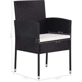 vidaXL Polyrattan Garten-Essgruppe 7-tlg. schwarz 3059419