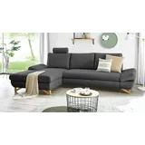furn.design Ecksofa in grau Velours Wohnzimmer Sofa Eckcouch Couch 284 cm Skalm