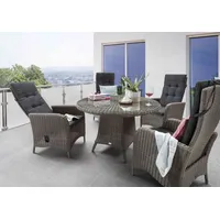 Destiny »PALMA LUNA«, (Set, 5 tlg., 1 Tisch Ø, 4 Hochlehner, verstellbar), (Set, 9-tlg., 4 Hochlehner, 1 Tisch Ø 100x75cm) Aluminium, Polyrattan, grau