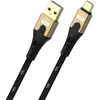 Oehlbach USB-Kabel USB-A Stecker, USB-C® Stecker 3 m Schwarz/Gold Geflechtschirm D1C9553