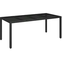 vidaXL Gartentisch mit Glasplatte Schwarz 190x90x75 cm Poly Rattan