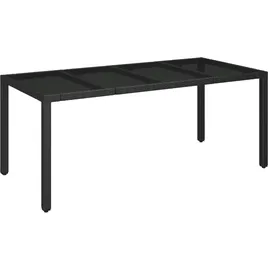 vidaXL Gartentisch mit Glasplatte Schwarz 190x90x75 cm Poly Rattan