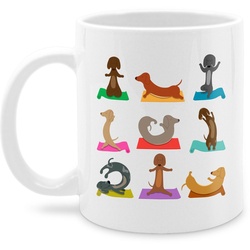 Shirtracer Tasse Dackel Yoga Dackel Lustig, Keramik, Hunde weiß